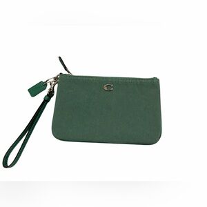 Coach Green Denim Wristlet Rare Color Small Essential Pouch NWOT